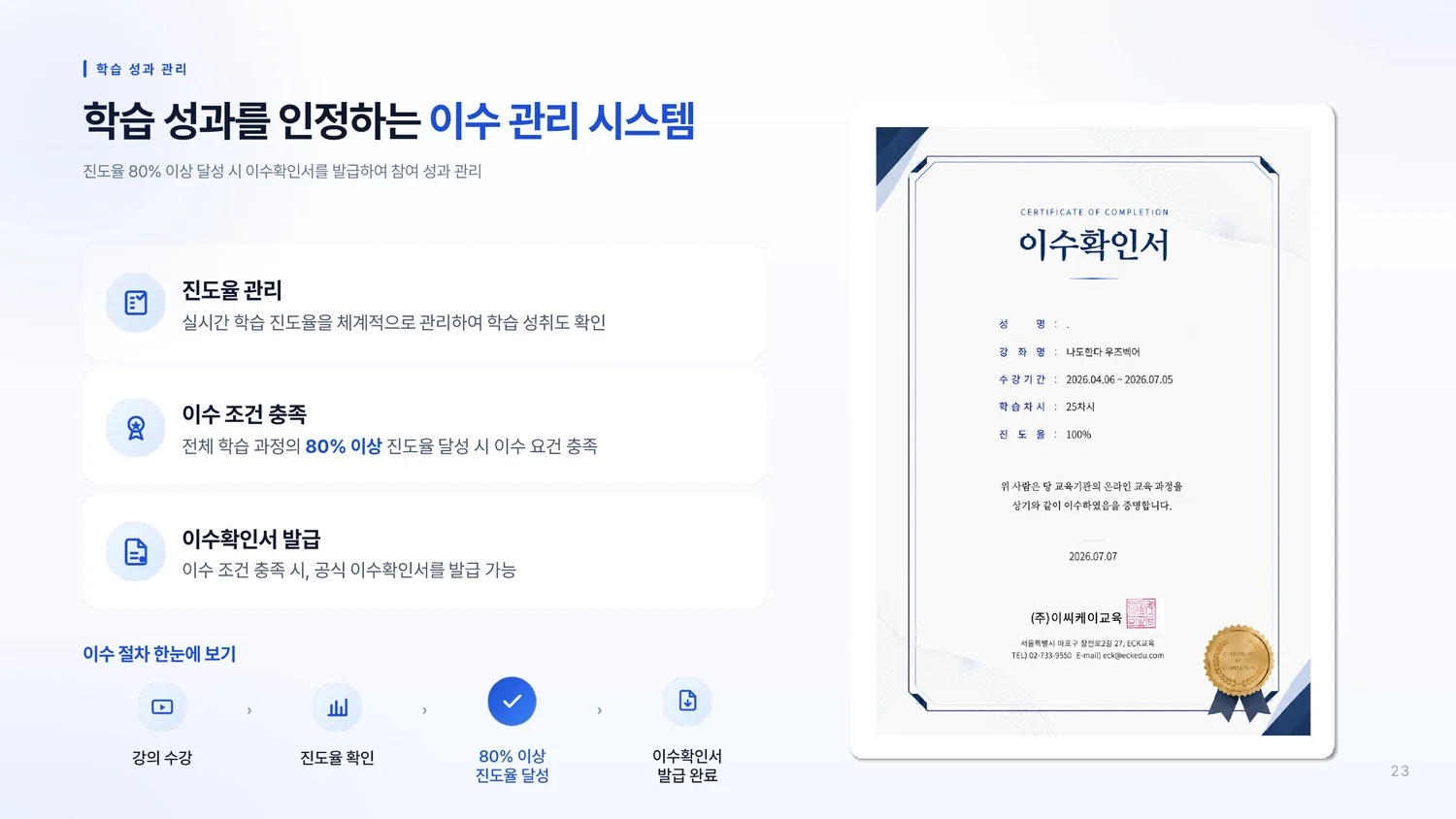 온라인강좌 B2B 서비스 소개서 23페이지